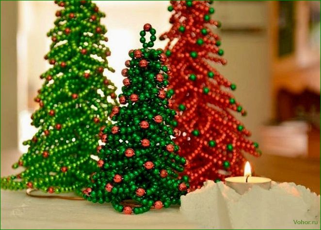 Как сделать красочную елку из бусинок своими руками — мастер-класс и идеи для новогоднего декора